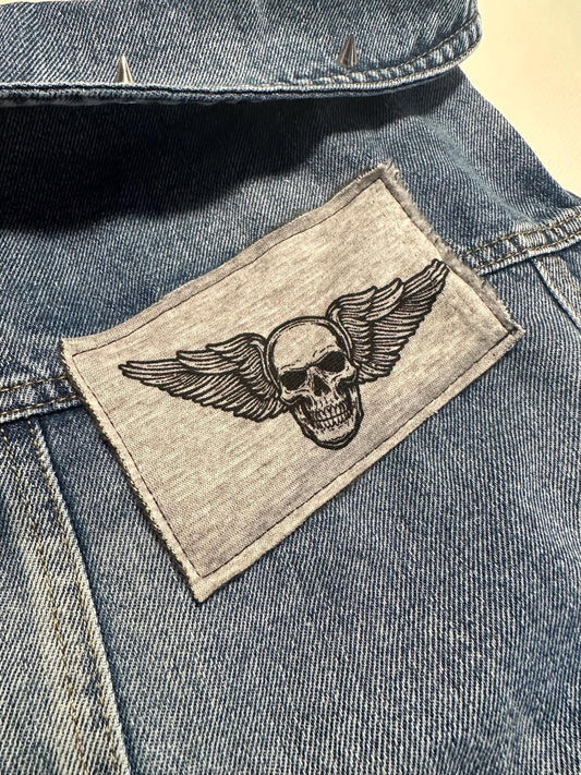 Denim Dog Jacket with winged Skull patch and Spiked Studs 49-55cm / 19-21.5inch chest