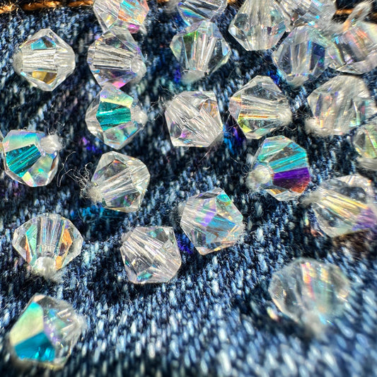 Crystal-Embellished Denim Dog Jacket - 99 crystals hand sewn
