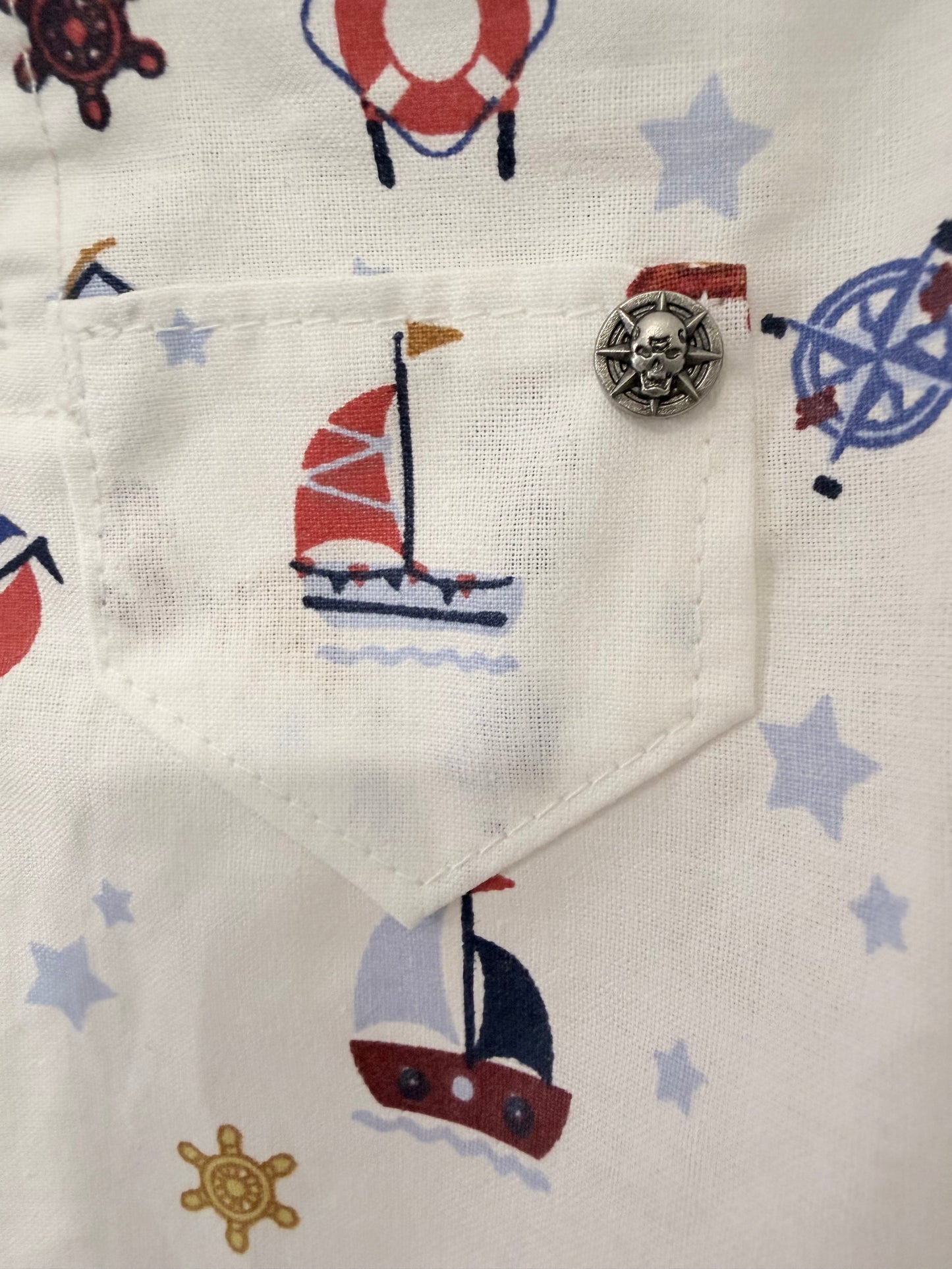 bespoke nautical style shirt close up photo of pocket