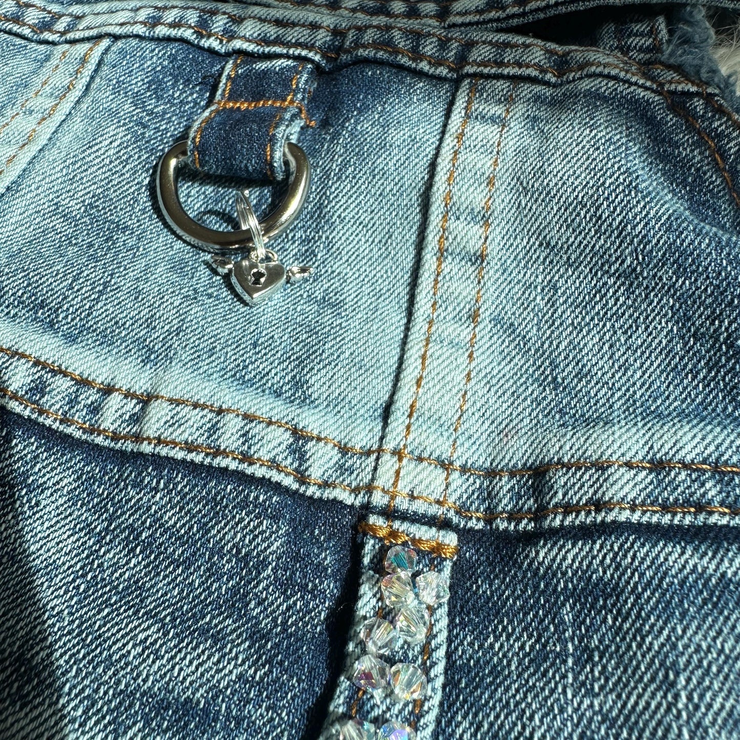 Genuine Swarovski beaded Denim Dog Jacket - 99 crystals hand sewn