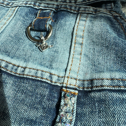 Genuine Swarovski beaded Denim Dog Jacket - 99 crystals hand sewn