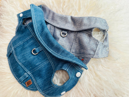 XXXS Metallic Denim Puppy Jacket (chest fit 19-24cm)