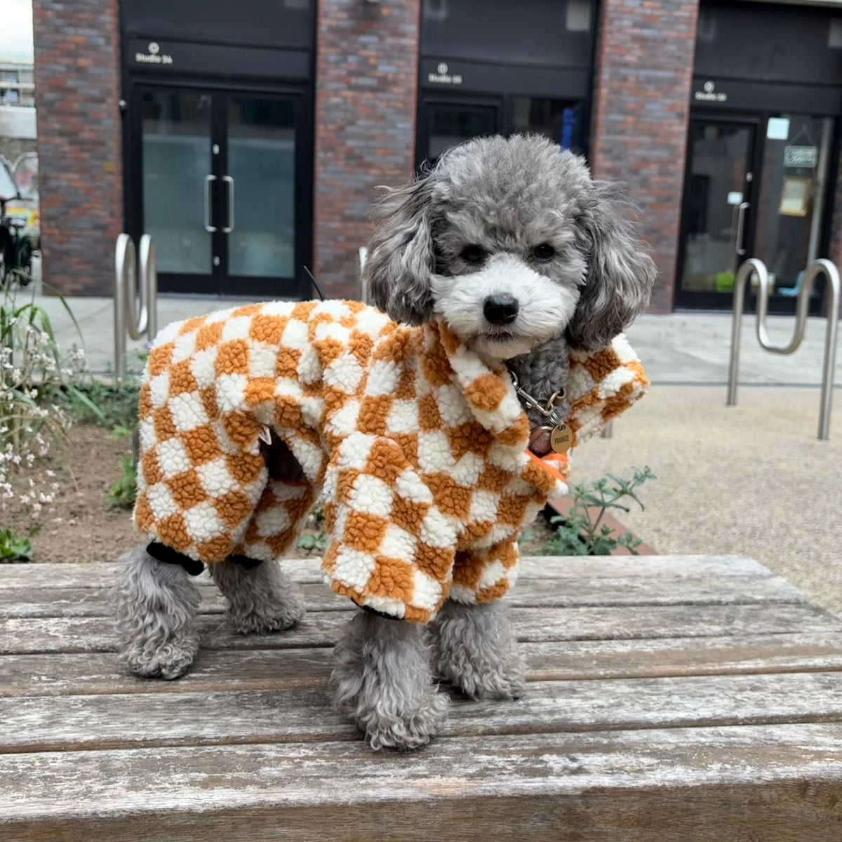Checkered teddy Sherpa Onesie lined with 100% Cotton Fleece