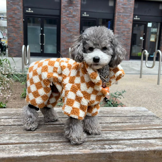 Checkered teddy Sherpa Onesie lined with 100% Cotton Fleece