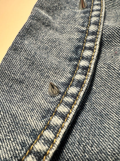 Denim Dog Jacket with winged Skull patch and Spiked Studs 49-55cm / 19-21.5inch chest