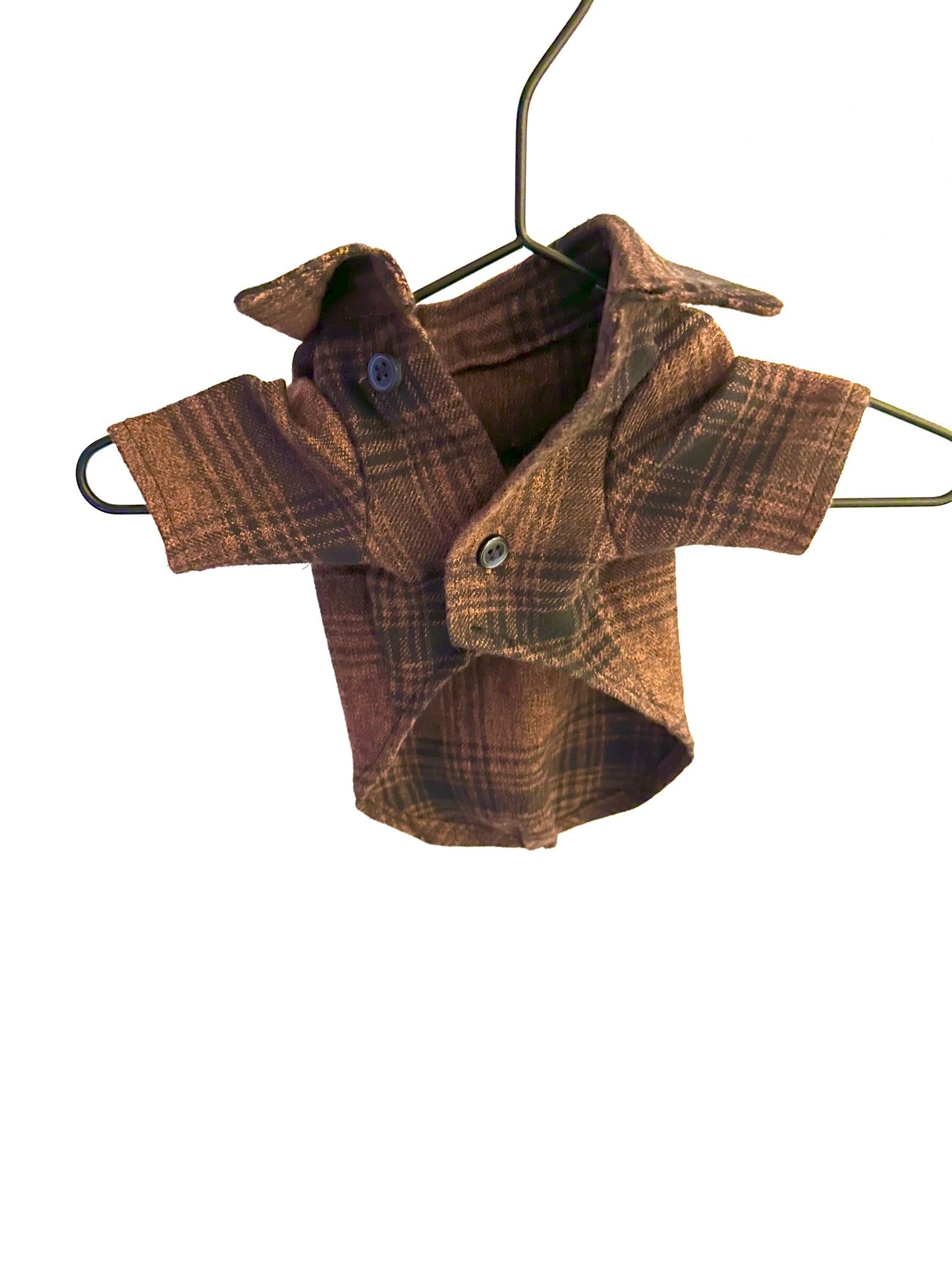 Upcycled Bespoke Flannel smart shirt | Made to measure for a small dog (1-7kg/ 2-15lbs)