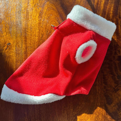 Handmade XXS tiny puppy Santa outfit soft fleece jumper with D ring for leash attachment- chest 8-10inch