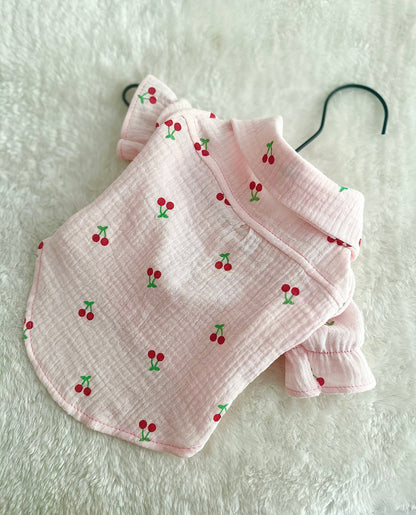 Handmade Cherry lightweight shirt for small dogs and puppies