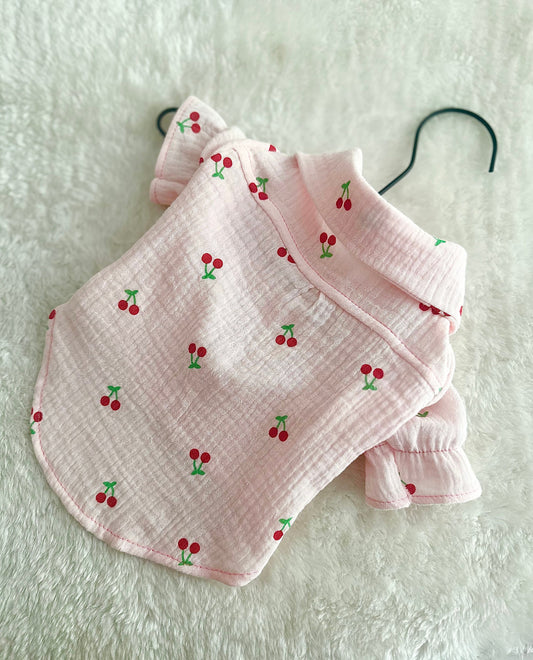 Handmade Cherry lightweight shirt for small dogs and puppies