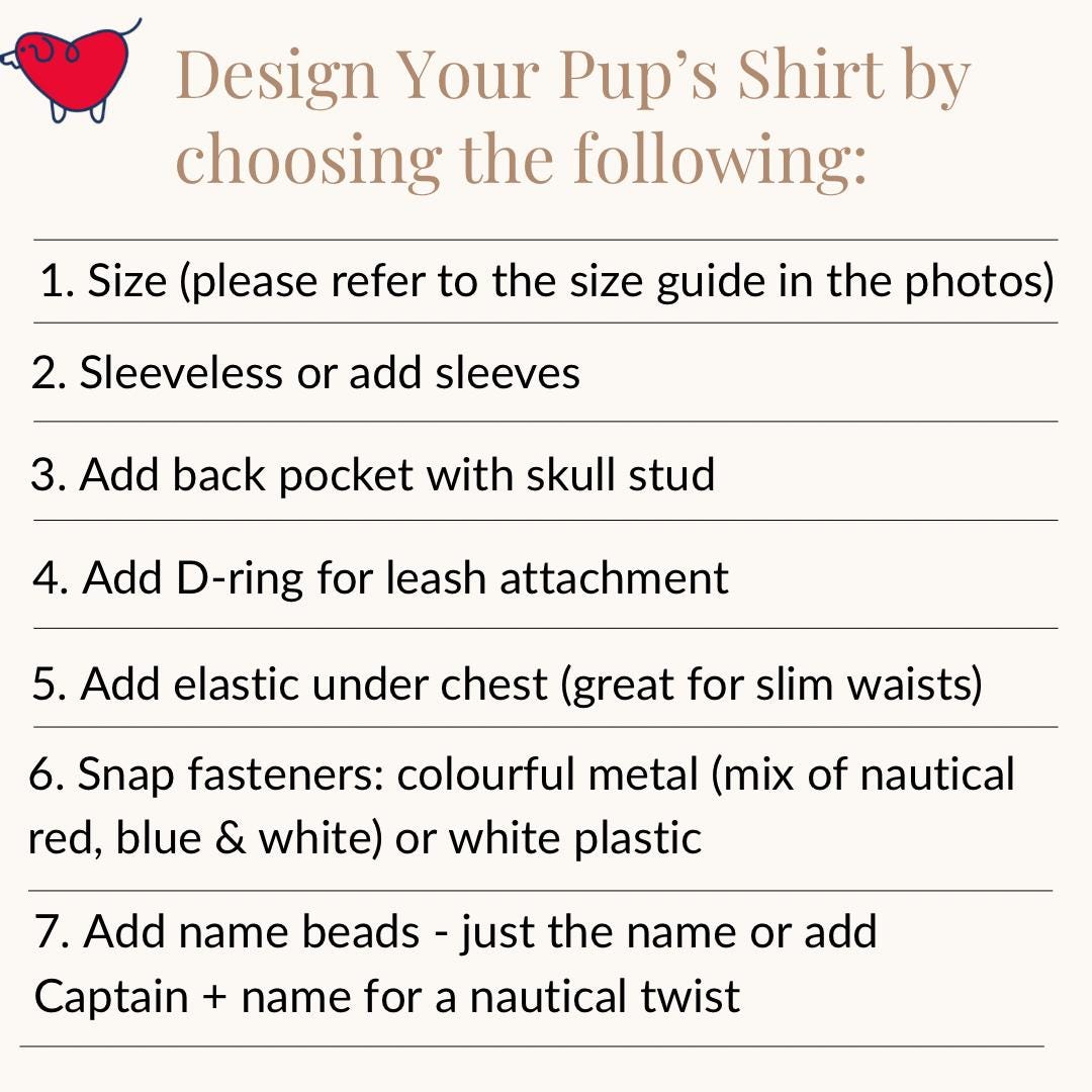 Custom Nautical Dog Shirt: Lightweight Cotton, Made to Order