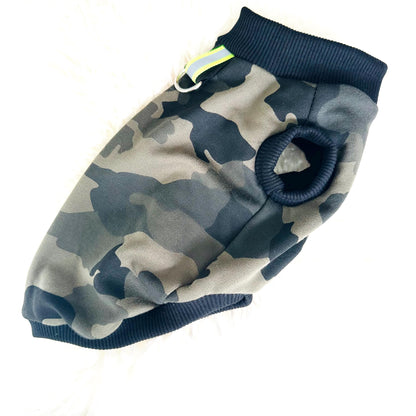 Soft cotton fleece top Camouflage + reflective tape - Chest 12-14 inch