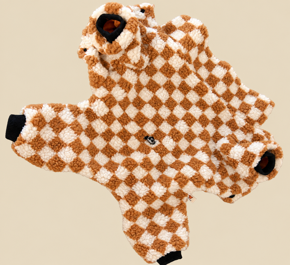 Checkered teddy Sherpa Onesie lined with 100% Cotton Fleece
