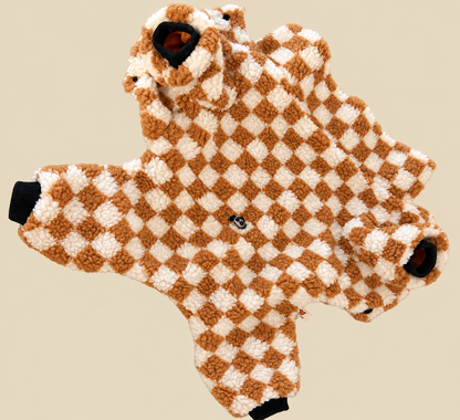 Checkered teddy Sherpa Onesie lined with 100% Cotton Fleece