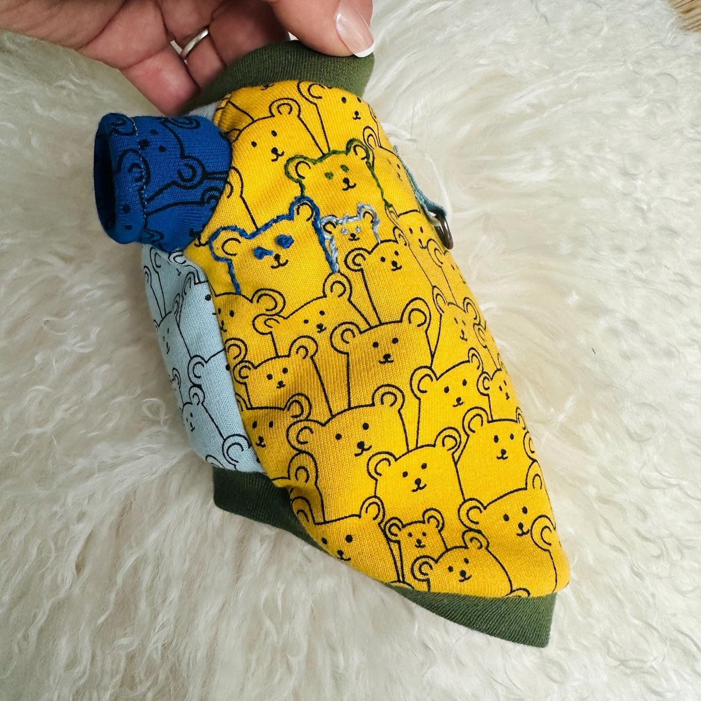 XXXS multicoloured Cotton Top for a puppy around 6" long, chest 8-10"