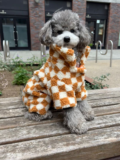 Checkered teddy Sherpa Onesie lined with 100% Cotton Fleece