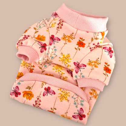 Custom Fleece Dog Sweatshirt: Pastel Floral Butterfly Print