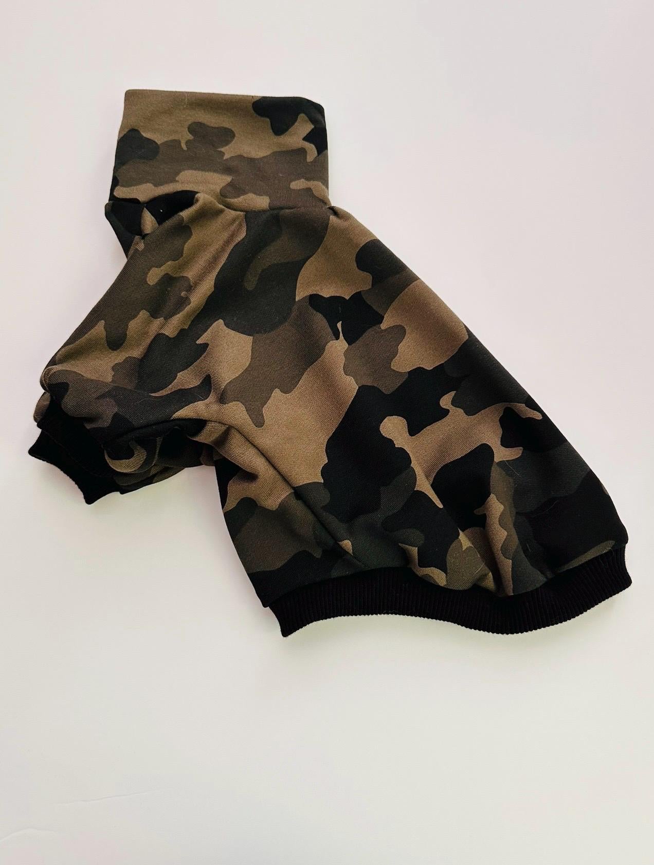 Soft cotton fleece top Camouflage + reflective tape - Chest 12-14 inch