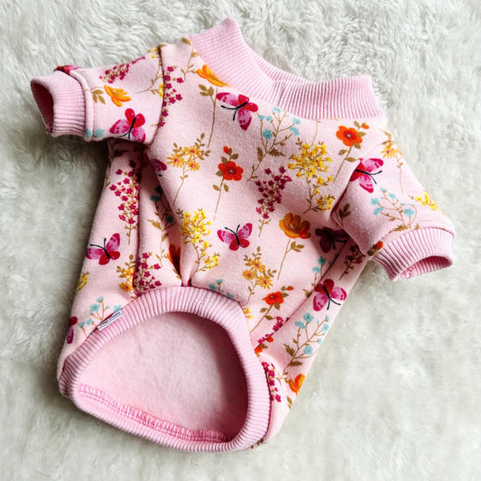 Pastel floral cotton fleece sweatshirt, for chest 35-38cm