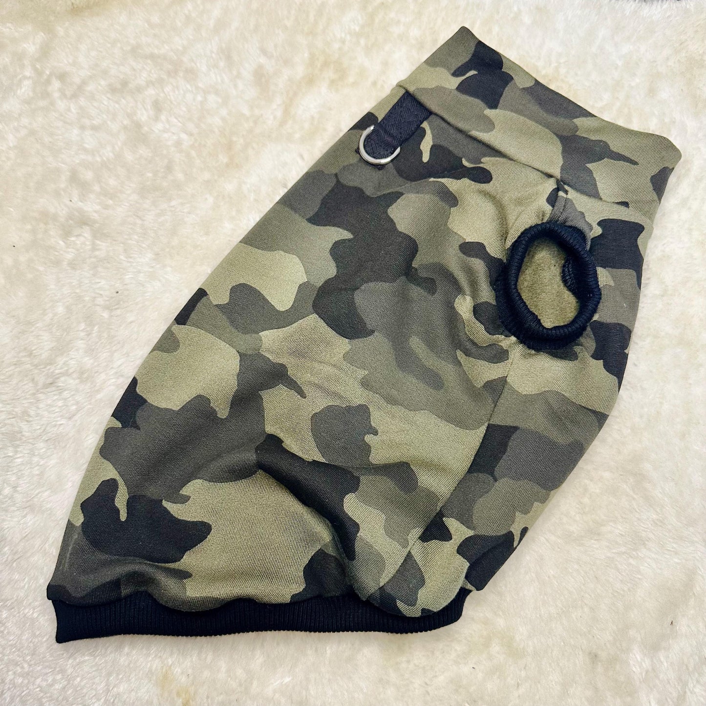 Soft cotton fleece top Camouflage + reflective tape - Chest 12-14 inch