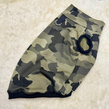 Soft cotton fleece top Camouflage + reflective tape - Chest 12-14 inch