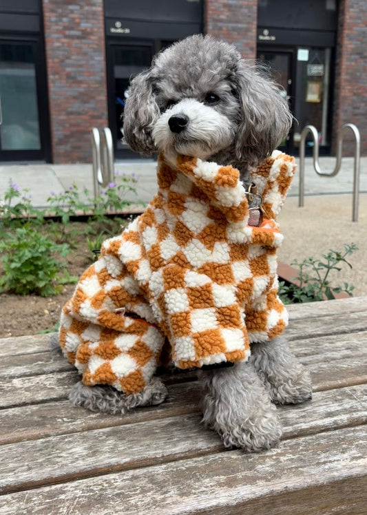 Checkered teddy Sherpa Onesie lined with 100% Cotton Fleece