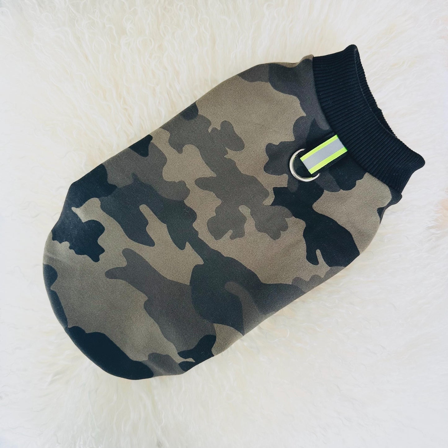 Soft cotton fleece top Camouflage + reflective tape - Chest 12-14 inch