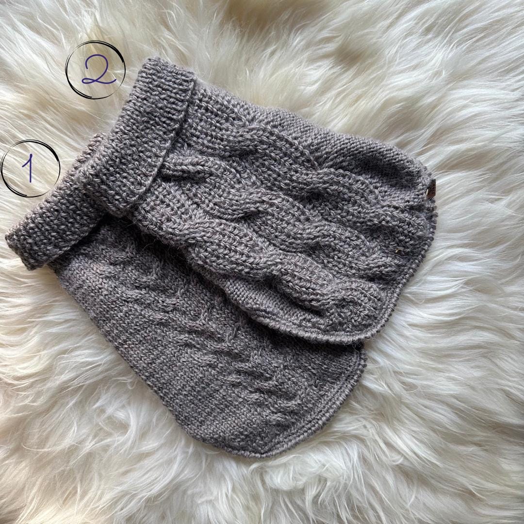 Fluffy Merino alpaca wool blend hand-knit sweater for Small chunky shapes (around 2-5kg-4.5kg)