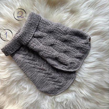 Fluffy Merino alpaca wool blend hand-knit sweater for Small chunky shapes (around 2-5kg-4.5kg)