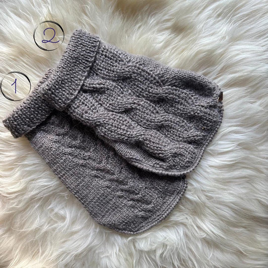 Fluffy Merino alpaca wool blend hand-knit sweater for Small chunky shapes (around 2-5kg-4.5kg)