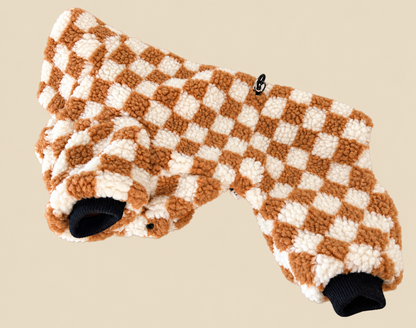 Checkered teddy Sherpa Onesie lined with 100% Cotton Fleece