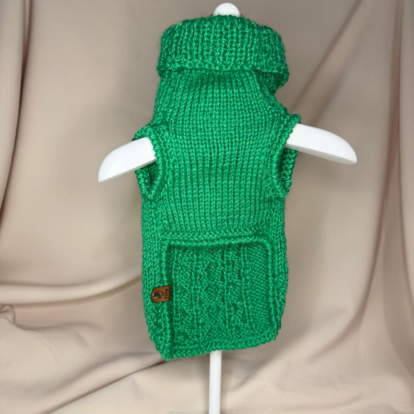 Hand-Knitted Alpaca & Merino Cable knit Jumper for Small Dogs 12-14in chest