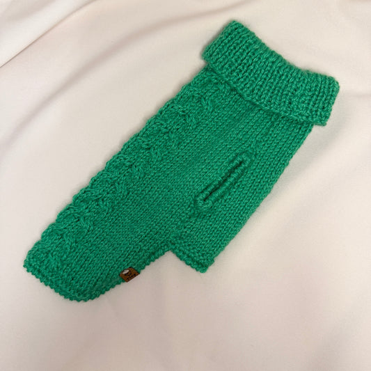 Hand-Knitted Alpaca & Merino Cable knit Jumper for Small Dogs 12-14in chest