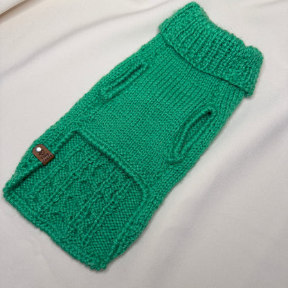 Hand-Knitted Alpaca & Merino Cable knit Jumper for Small Dogs 12-14in chest