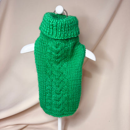 Hand-Knitted Alpaca & Merino Cable knit Jumper for Small Dogs 12-14in chest