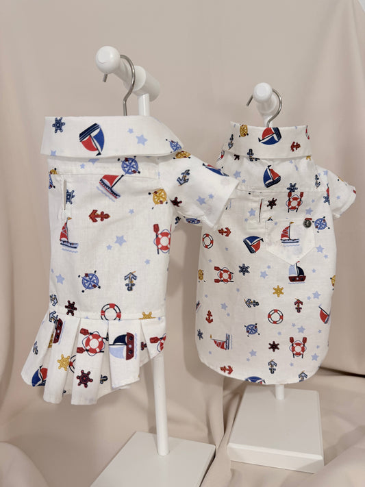 100% Lightweight Cotton Shirt Nautical print