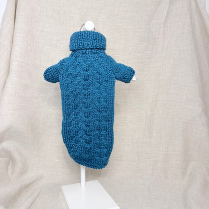 Hand knitted Alpaca Merino wool mix Jumper for Small Breed dogs and puppies 11-13in chest