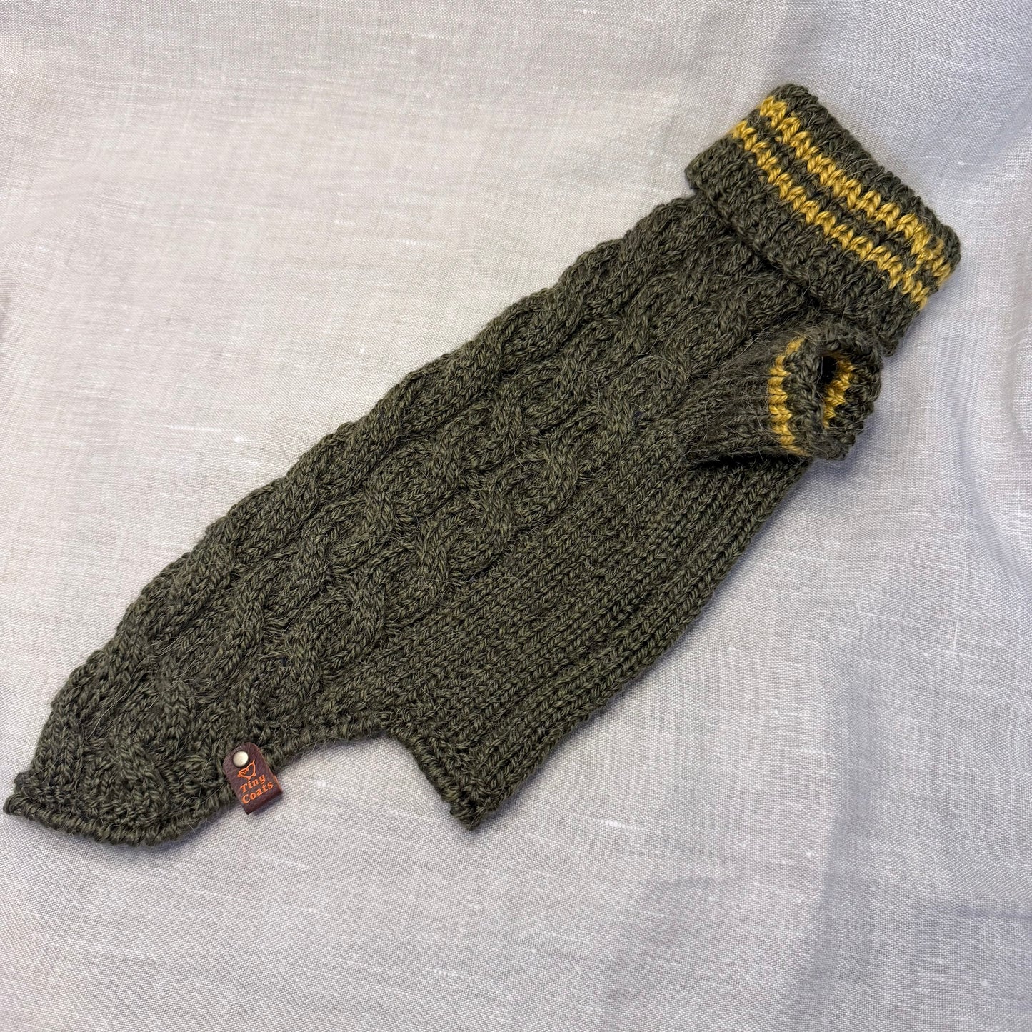 Hand knitted Alpaca Merino wool mix Jumper for Small Breed dogs and puppies 12.5-14.5in chest