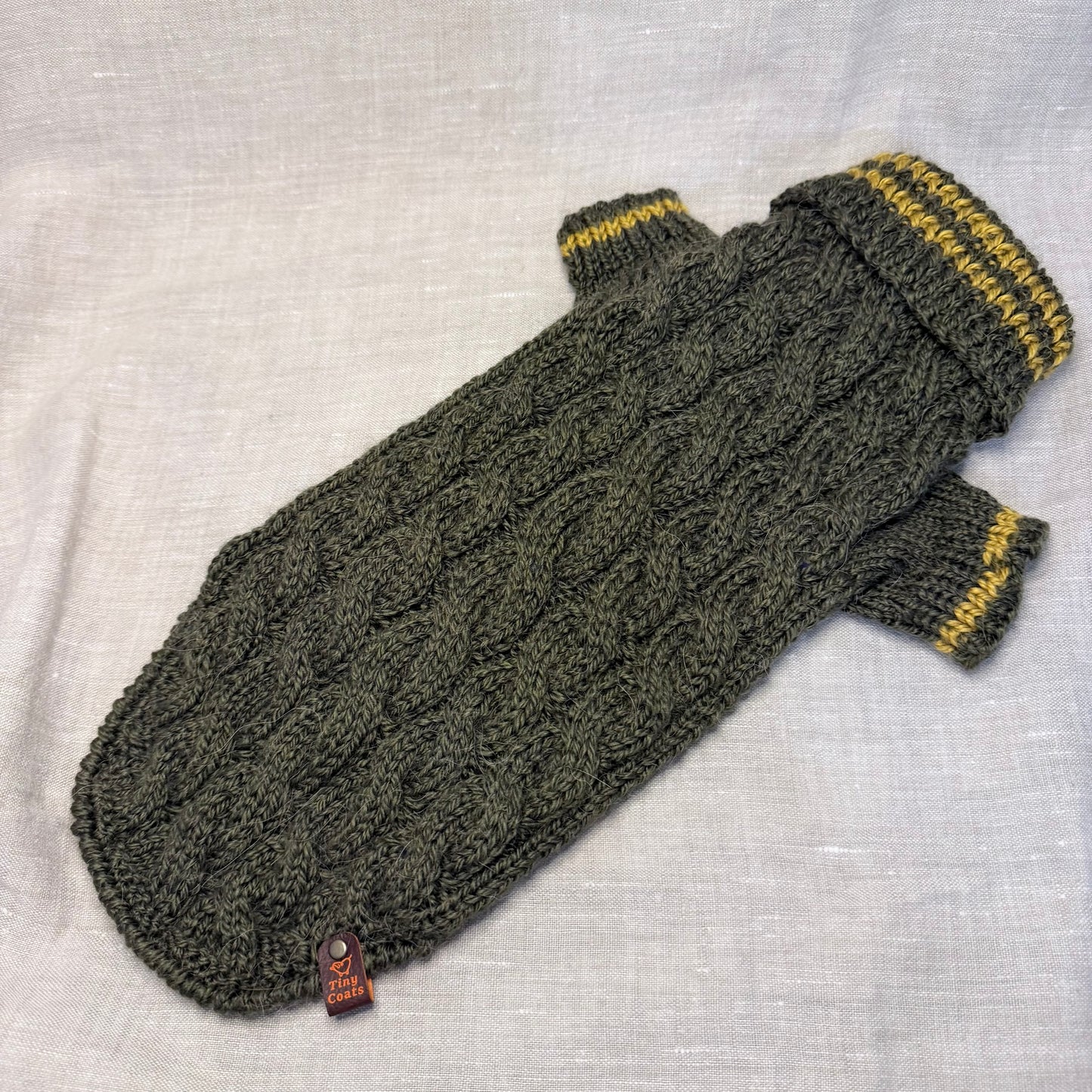 Hand knitted Alpaca Merino wool mix Jumper for Small Breed dogs and puppies 12.5-14.5in chest