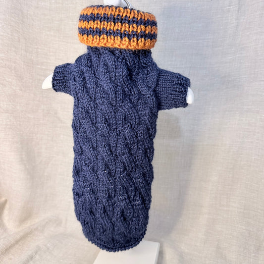 Hand knitted Alpaca Merino wool mix Jumper for Small Breed dogs and puppies 11-13in chest