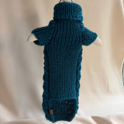 Hand knitted Alpaca Merino wool mix Jumper for Small Breed girl dogs 29-33cm chest