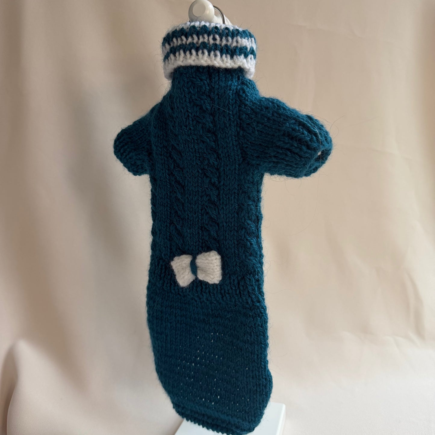 Hand knitted Alpaca Merino wool mix Jumper for Small Breed girl dogs 29-33cm chest