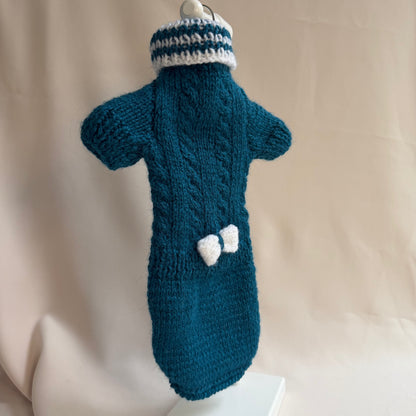 Hand knitted Alpaca Merino wool mix Jumper for Small Breed girl dogs 29-33cm chest