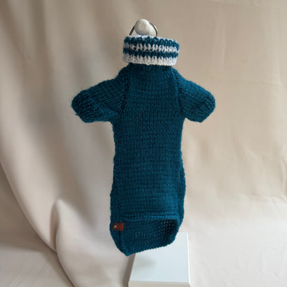 Hand knitted Alpaca Merino wool mix Jumper for Small Breed girl dogs 29-33cm chest