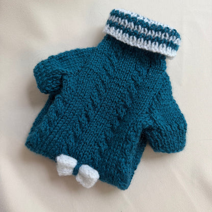 Hand knitted Alpaca Merino wool mix Jumper for Small Breed girl dogs 29-33cm chest