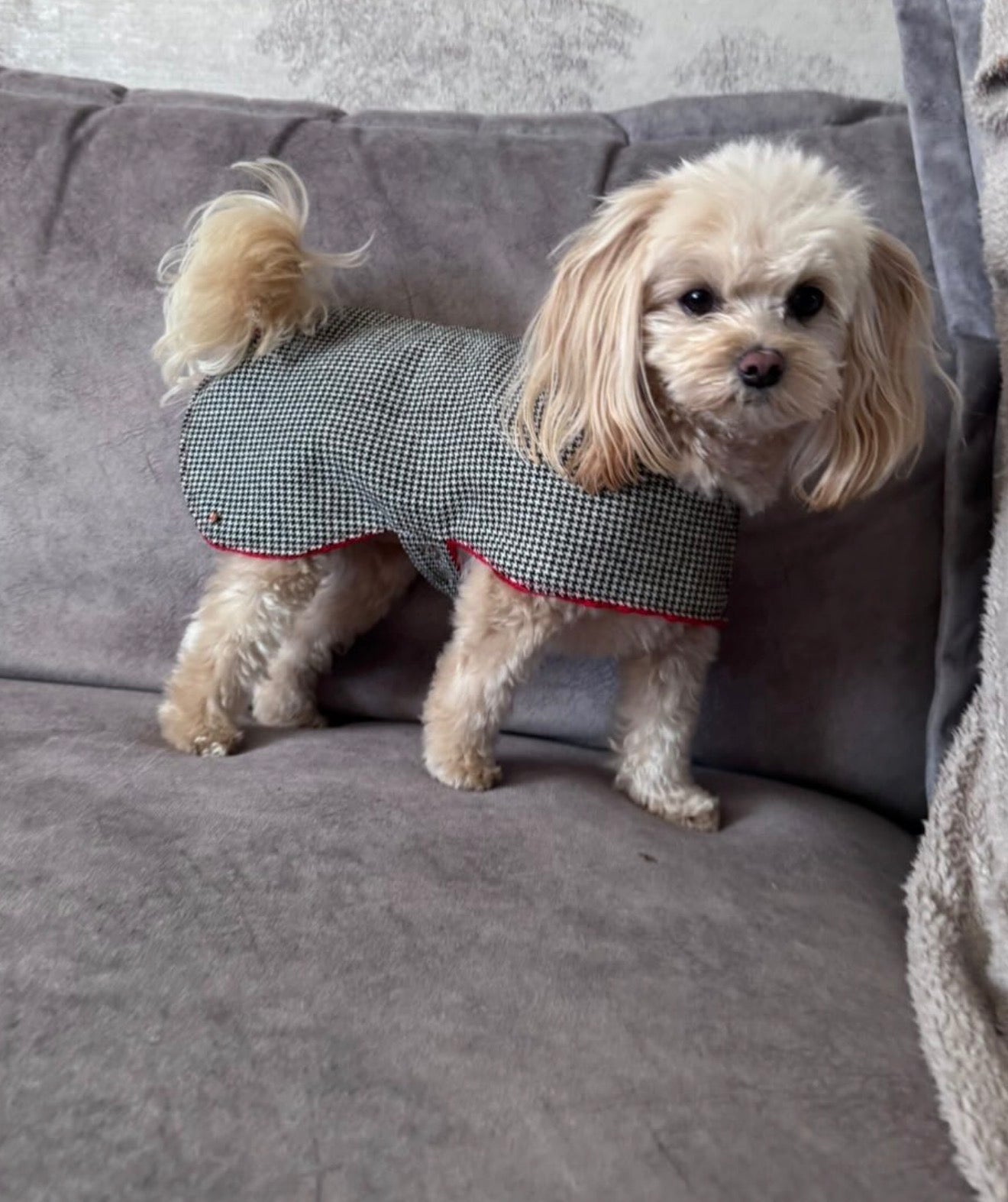 Vintage Houndstooth tweed wool coat - Fully lined - Made to Measure