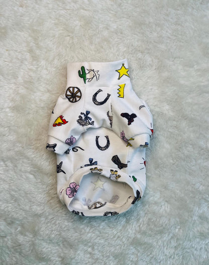 Custom Fit PJ's loungewear funky cowboy print top