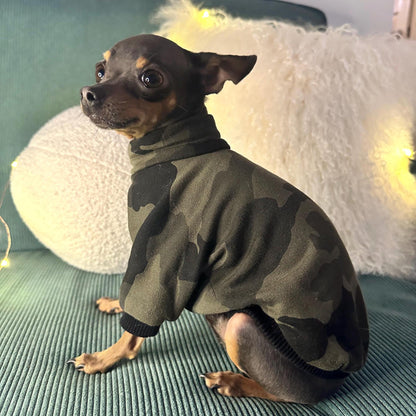 Soft cotton fleece top Camouflage + reflective tape - Chest 12-14 inch