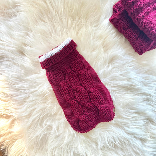 Merino alpaca wool blend hand-knit sweaters for Small Breeds XS S (around 1.8kg-3.5kg)