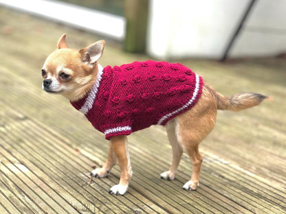 Merino alpaca wool blend hand-knit sweaters for Small Breeds XS S (around 1.8kg-3.5kg)